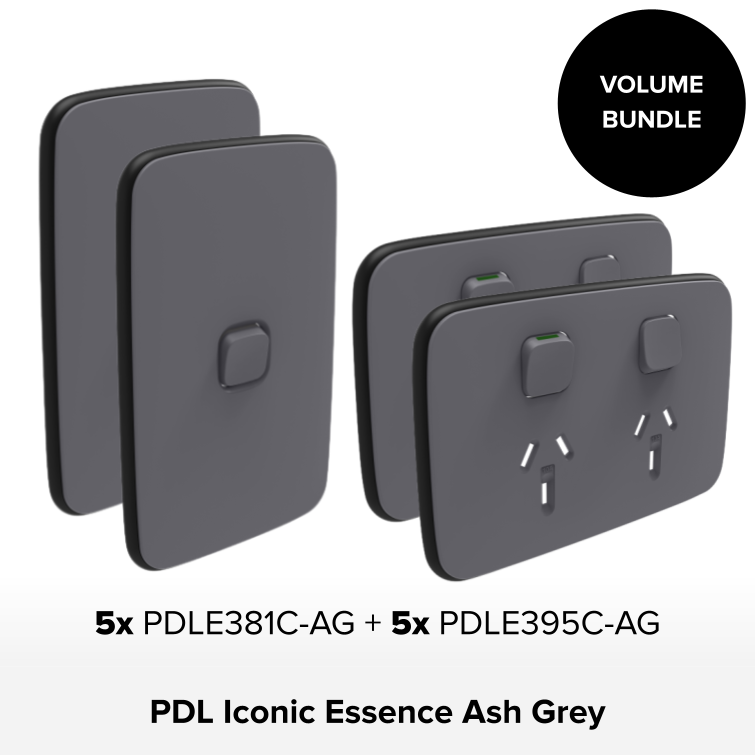 Bundle - PDL Iconic Essence Switches & Sockets Ash Grey